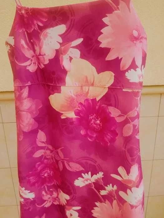 Sukienka letnia w różowe kwiaty rozmiar S-M