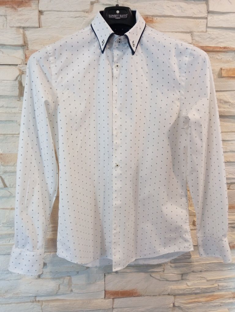 Biała koszula slim fit podwójny kołnierzyk r.S.    W.Gr.P