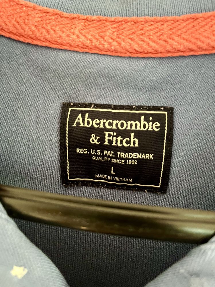 Koszulka polo Abercrombie & Fitch orginał t-shirt niebieska cotton 97%