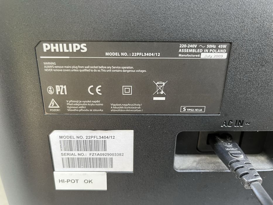 TV Philips 22PFL3404/12 * 22 cale