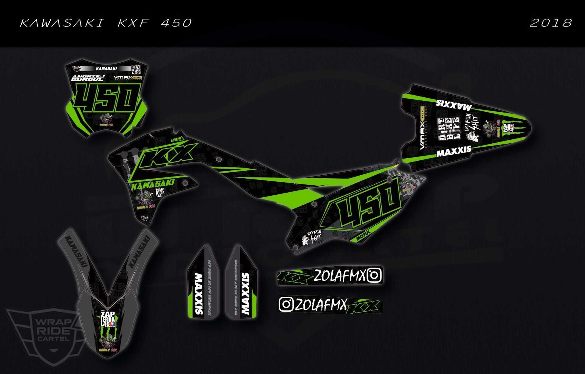 Profesjonalna Okleina PRO MX - Kawasaki KX KXF wszystkie roczniki