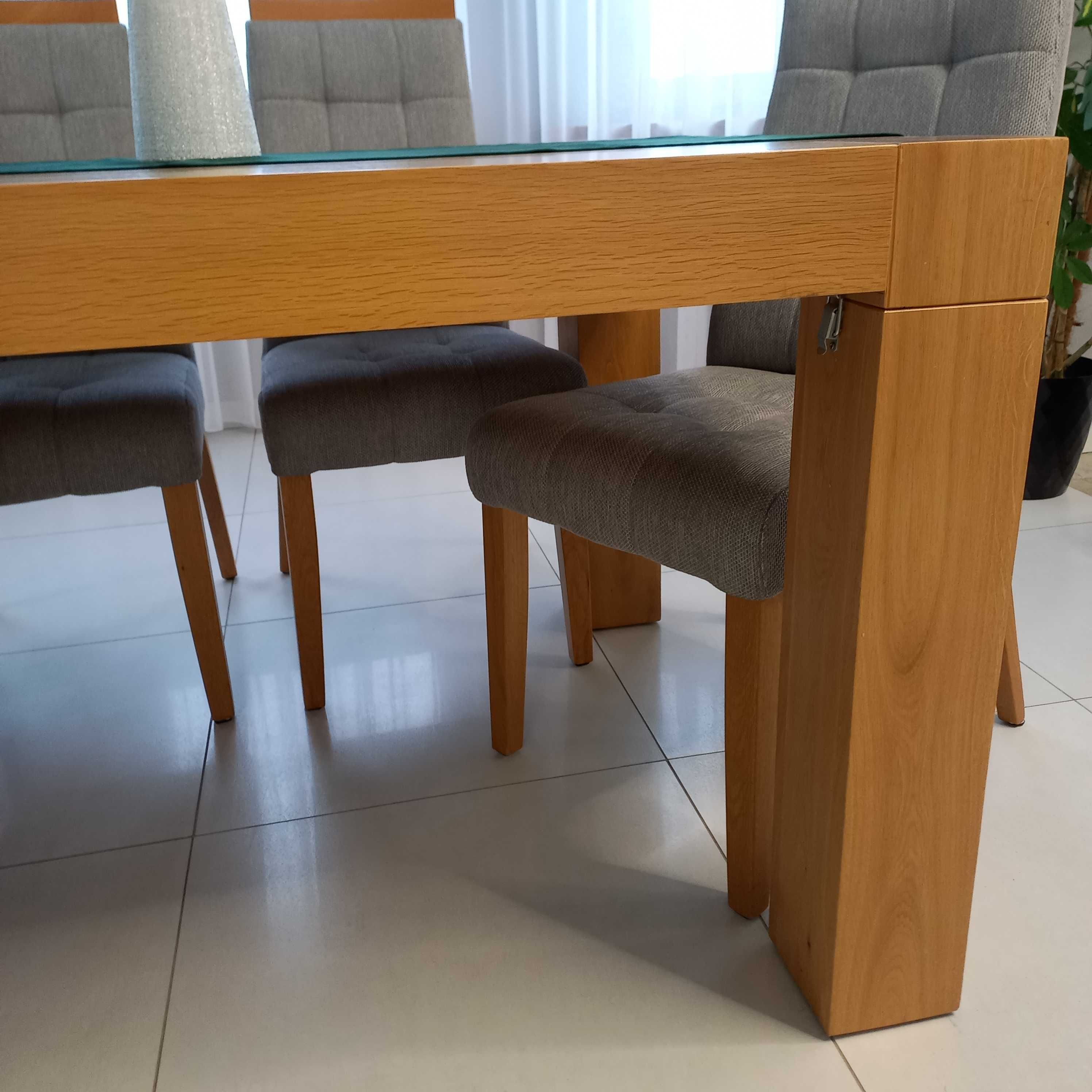 Dębowy loftowy stół na sześć osób cały z drewna loft
