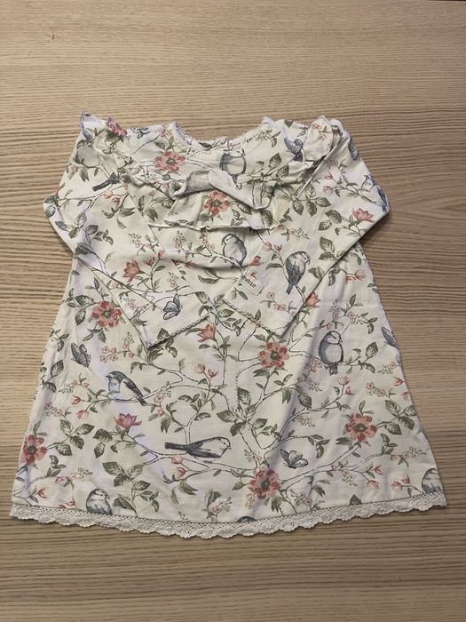 NEWBIE sukienka długi rekaw roz 9-12m, roz 80cm/ dziewczynka