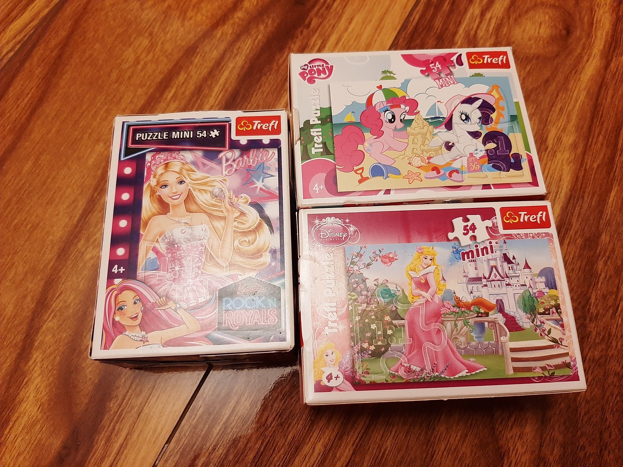 3x puzzle mini 54 elementy, Princess, Barbie, Pony