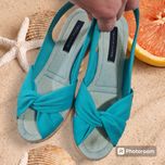TOMMY HILFIGER turkusowe sandały espadryle koturn r.37
