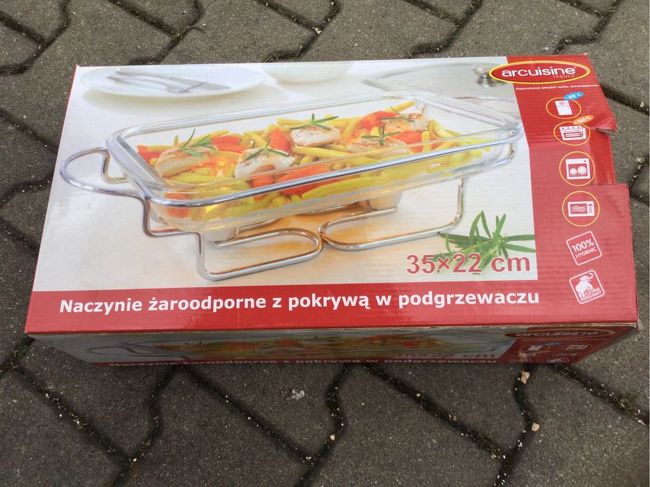 Naczynie żaroodporne z podgrzewaczem