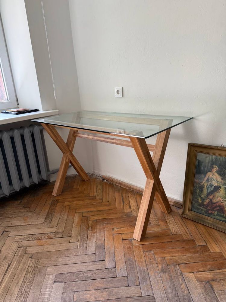 Стіл скляний AGERBY дерево дуб