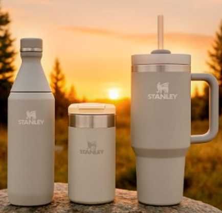 Nowy 3elementowy zestaw Stanley, stan nierdzewna, kubek, bidon, termos