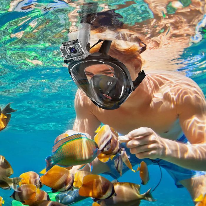 Maska Do Nurkowania Snorkelingu Pływania Pełnotwarzowa Z Rurką S/M