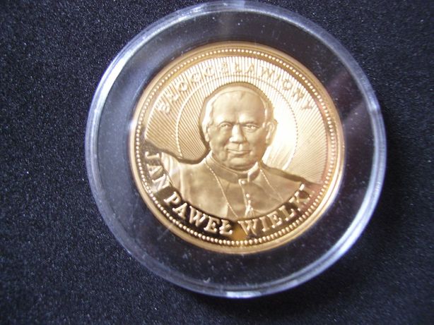 Stare monety Jan Paweł Wielki Błogosławiony 2005 , pozłacany numizmat