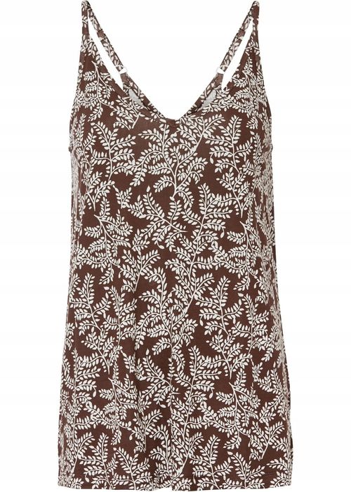 B.P.C top na cienkie ramiączka brązowy w białe wzory ^48/50