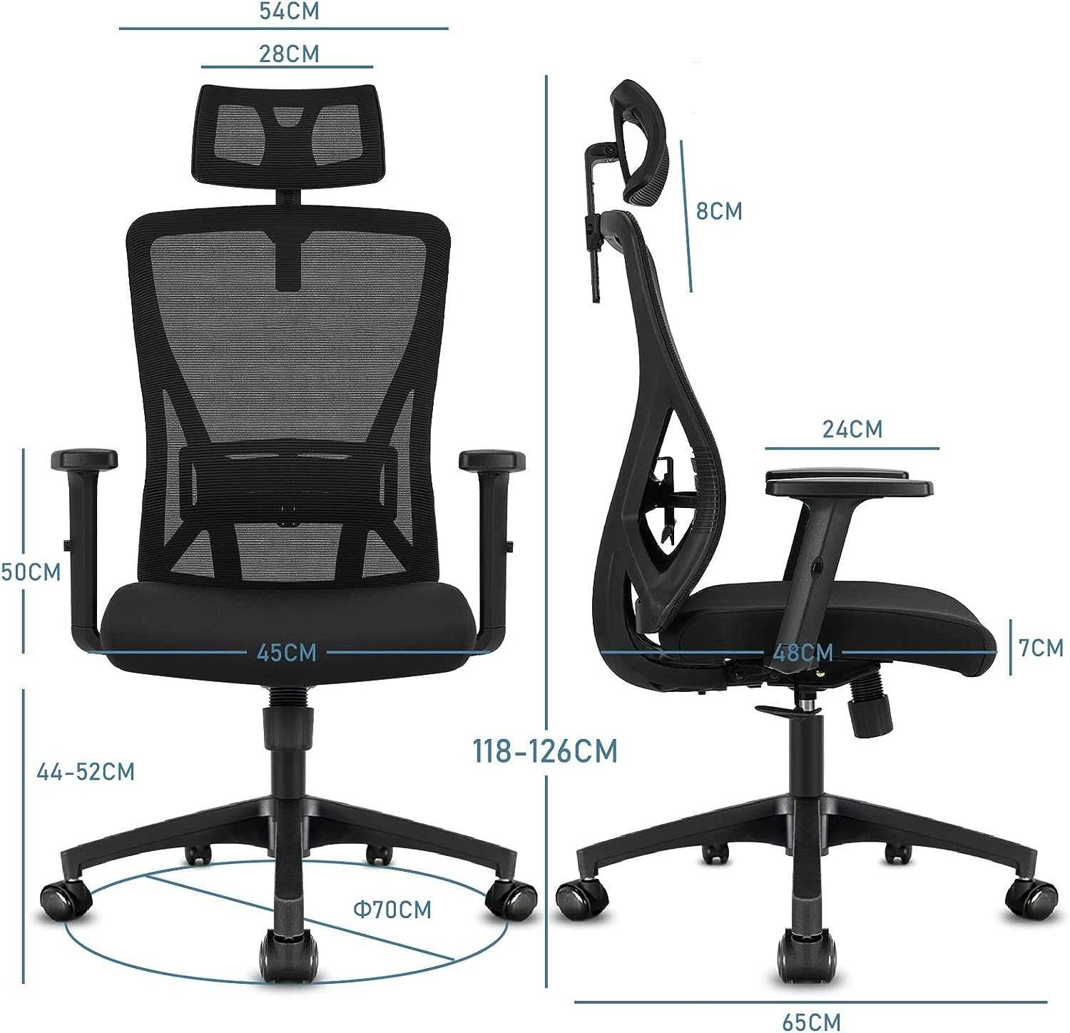 Durrafy D03 Ergonomiczne krzesło biurowe, fotel szefa