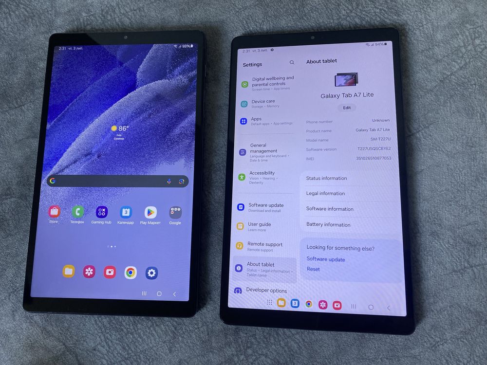Планшет Samsung galaxy tab a7 lite wi-fi 3/32gb