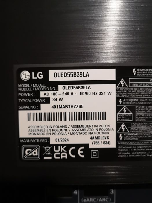 Części z rozbitego OLED55B39LA