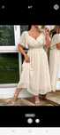 Kremowa sukienka midi haftowana elegancka shein 1xl