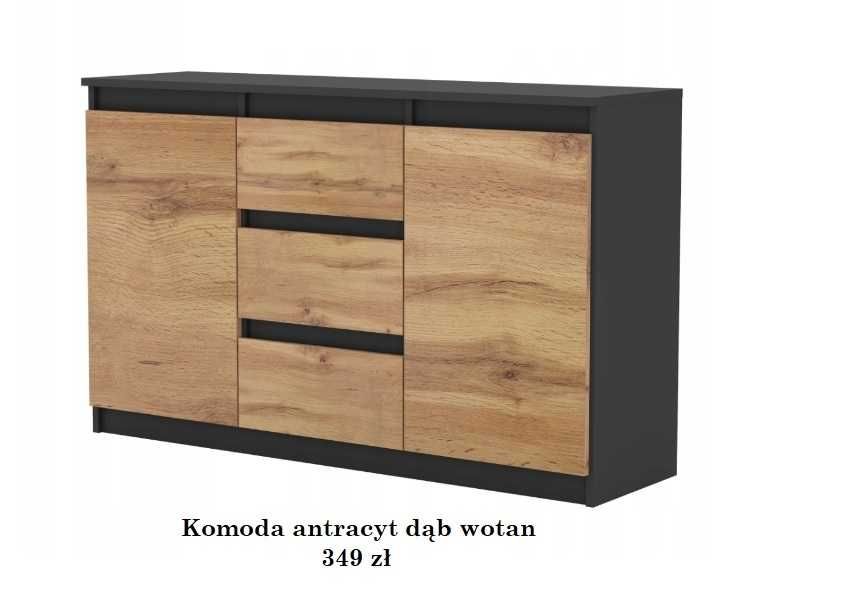Komoda biała/dąb wotan  antracyt /dąb wotan dąb sonoma biała