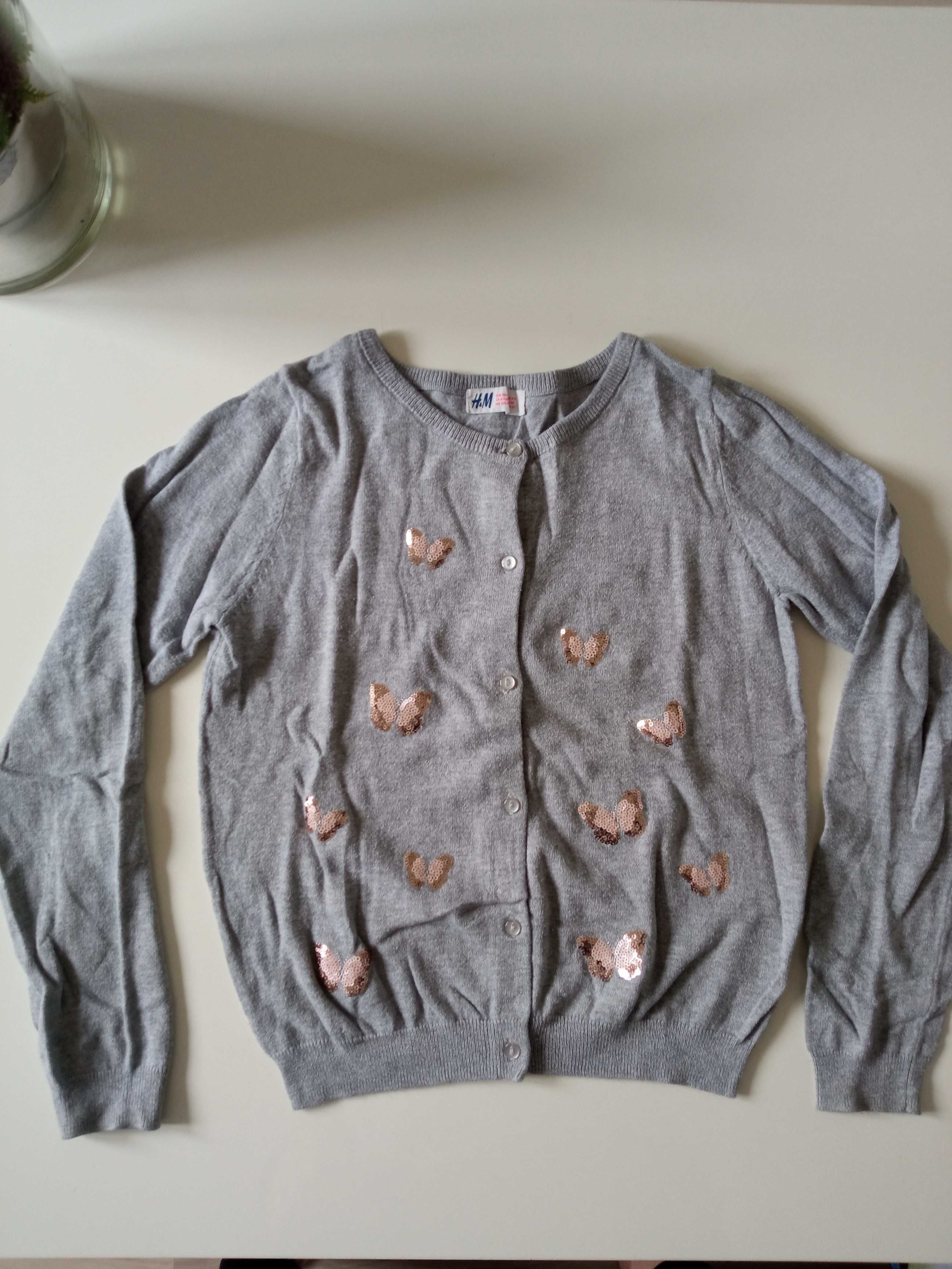 H&M sweterek dziewczęcy rozpinany r 134/140