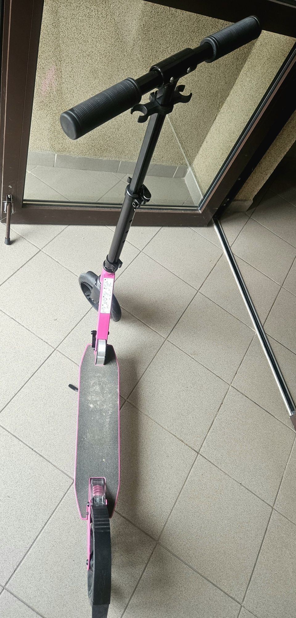 Różowa Aluminiowa Hulajnoga składana Crivit duże koła 20 mm,amortyzat