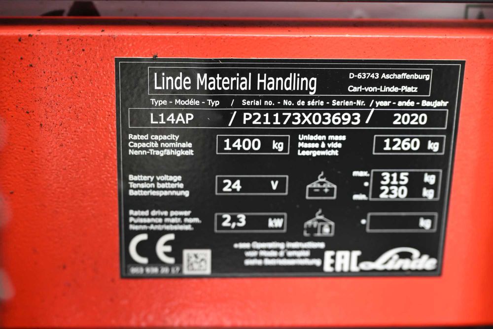 Paleciak elektryczny Linde L14 AP Triplex 480cm 1400kg 2020rok FHP 422