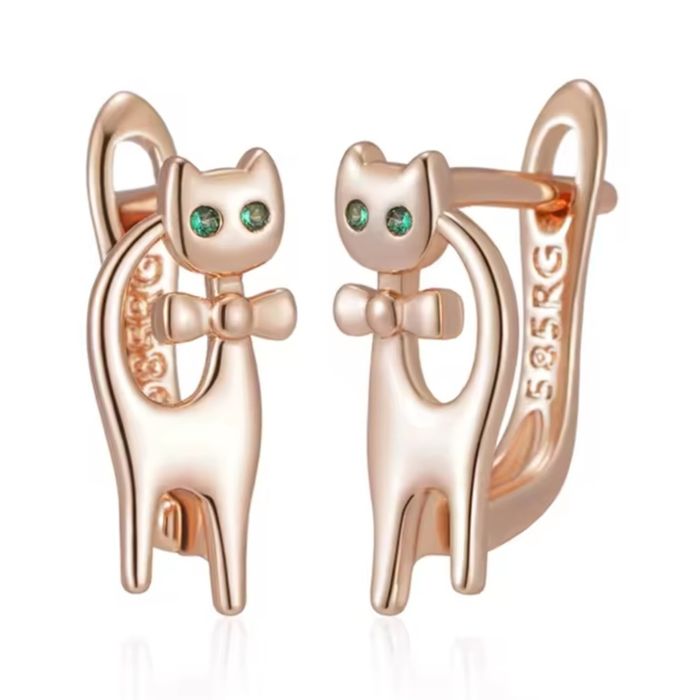 Kolczyki Różowe złoto 585 Kotki WYPRZEDAŻ!!!