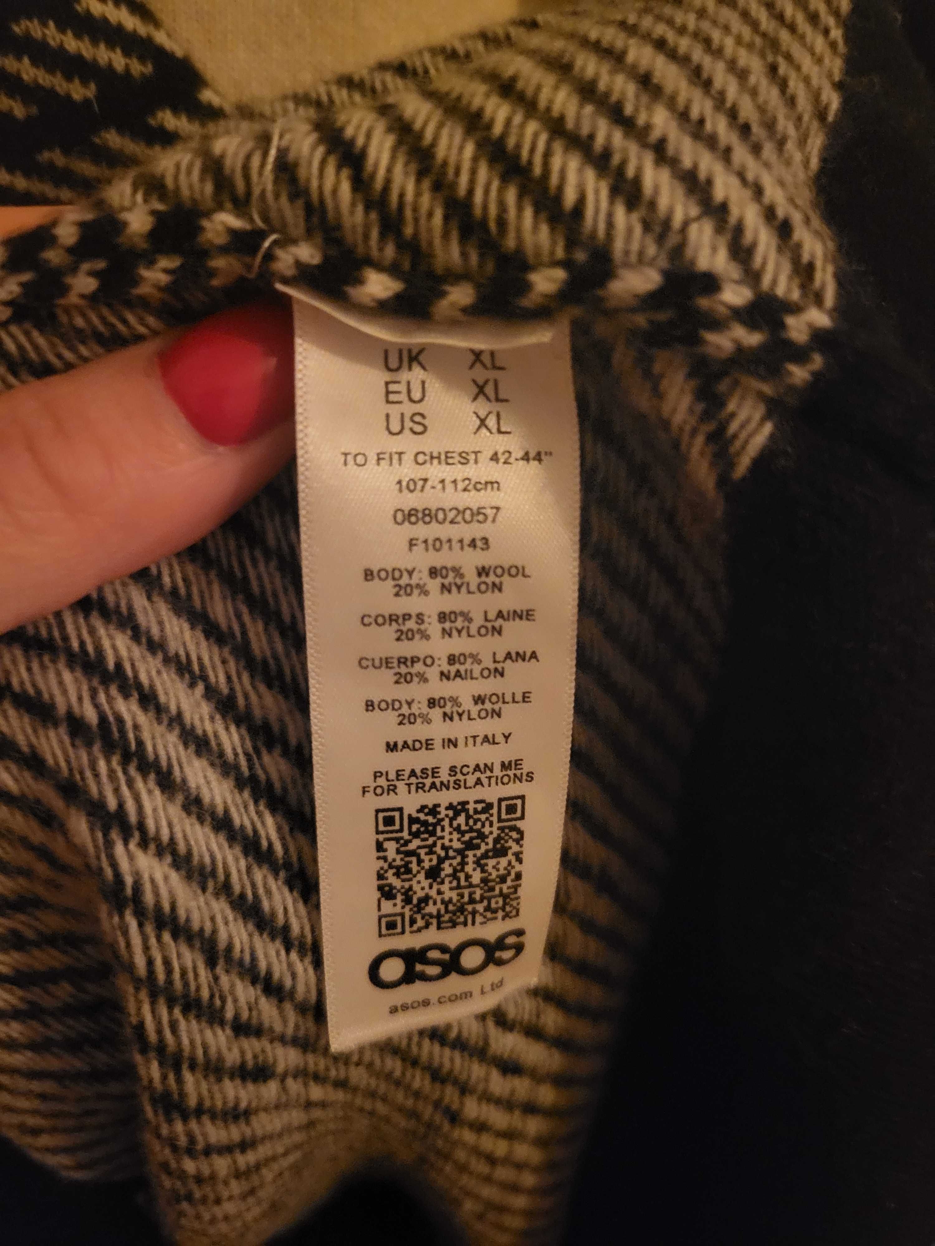 sweter meski asos granatowo-bialy paski welniany XL