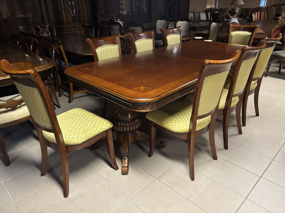 Stylowy Rozkładany Stół + 8 krzeseł 14 osób 350 cm Meble Stylowe sklep