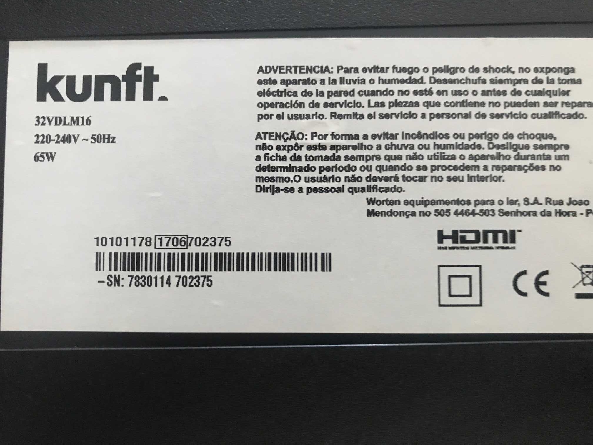 TV Kunft 32"para peças