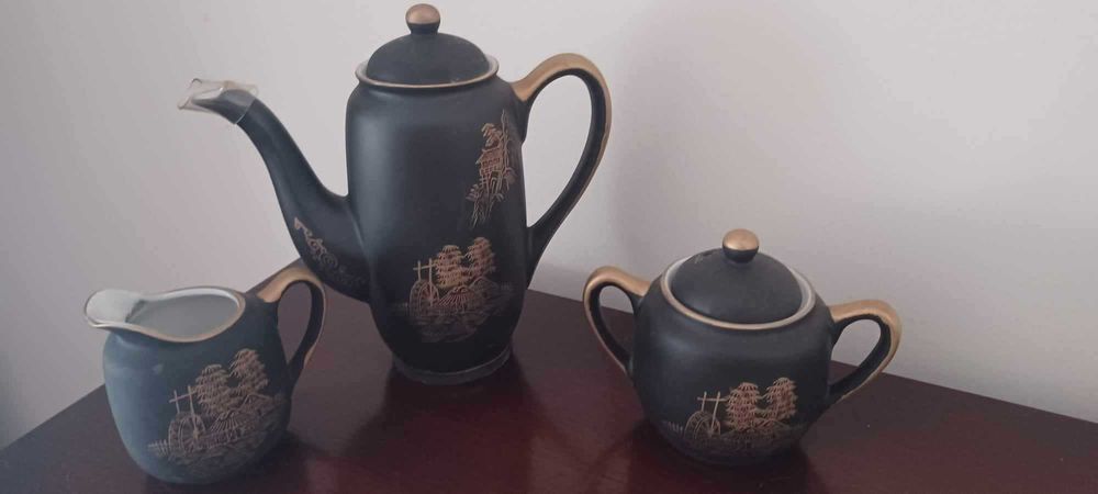 Serviço de café chinês laca preta