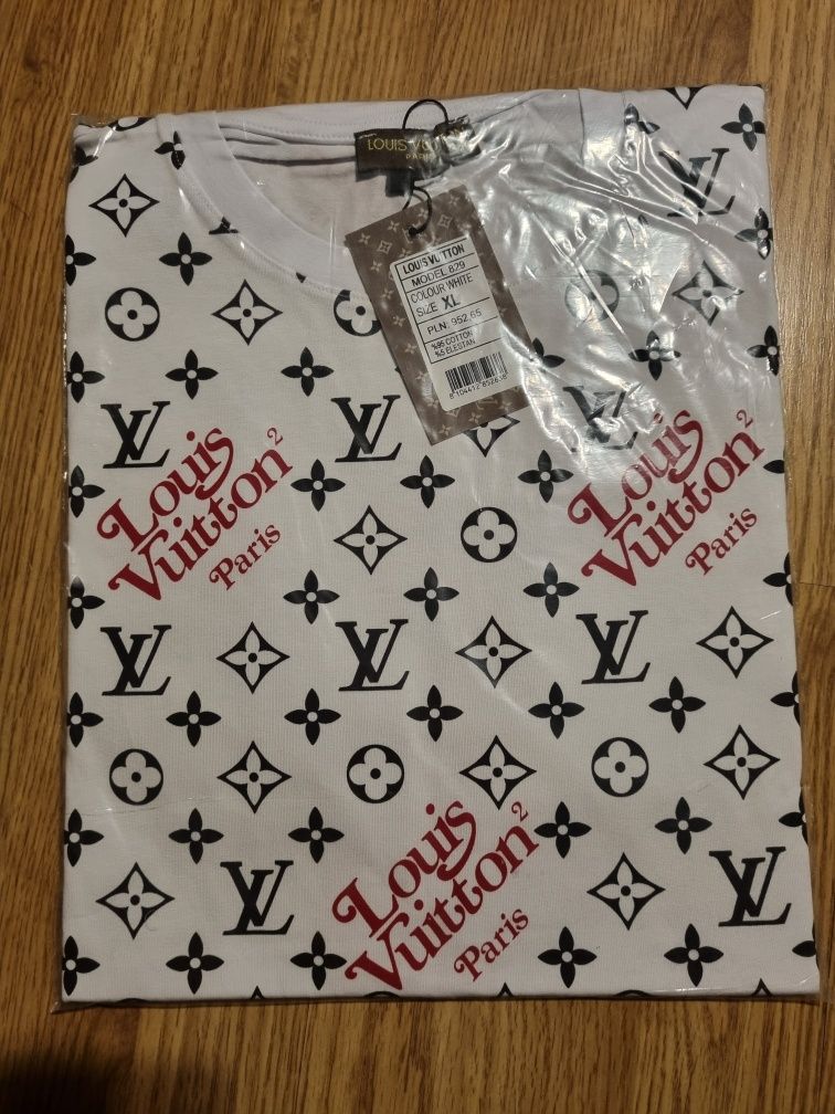 LV koszulka męska XL biała t-shirt nadruk Louis Vuitton