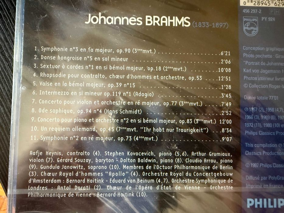 Brahms – Symphonies, Dances, Rhapsody, Requiem, Concerto piano, violin