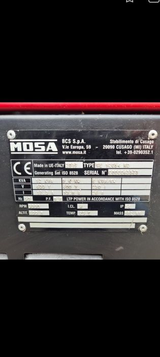 Agregat prądotwórczy Diesel Mosa/Kohler 12Kva