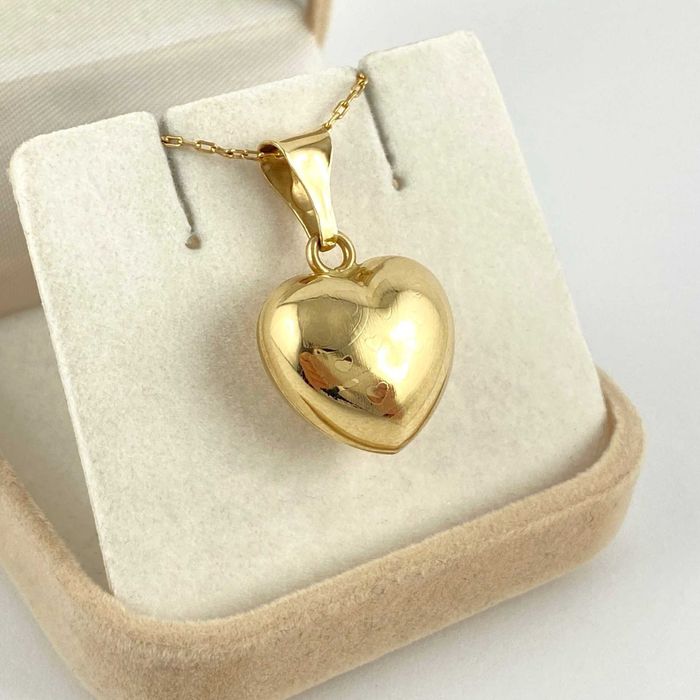 Efektowna ZŁOTA zawieszka SERCE zdobione PRÓBA 585 (14K)