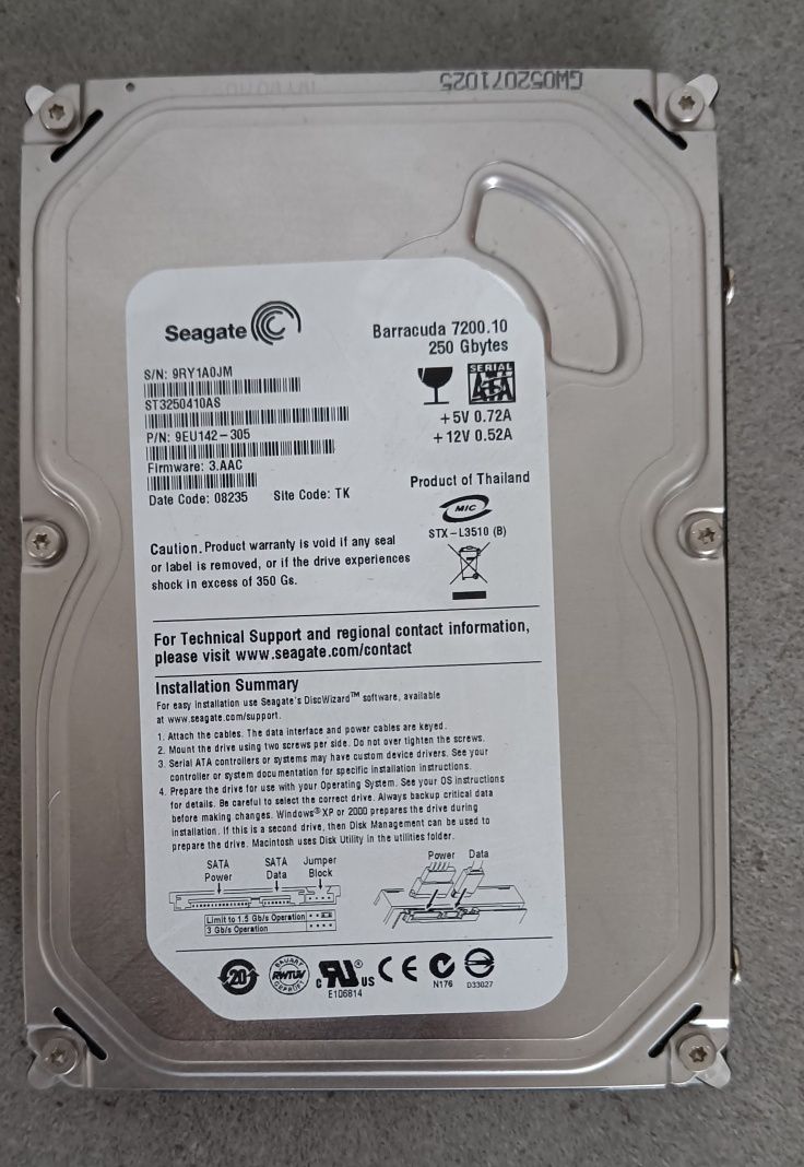 Dysk twardy Seagate Barracuda 7200 obr. 250 GB SATA II