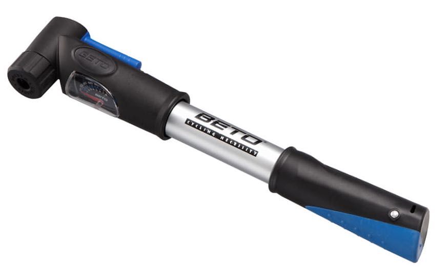 Nowa pompka BETO mini alu CAH‑003AG z manometrem – auto / presta