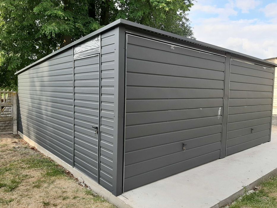 Garaż blaszany 6x5 Grafit - dodatkowe drzwi w cenie  PROMOCJA