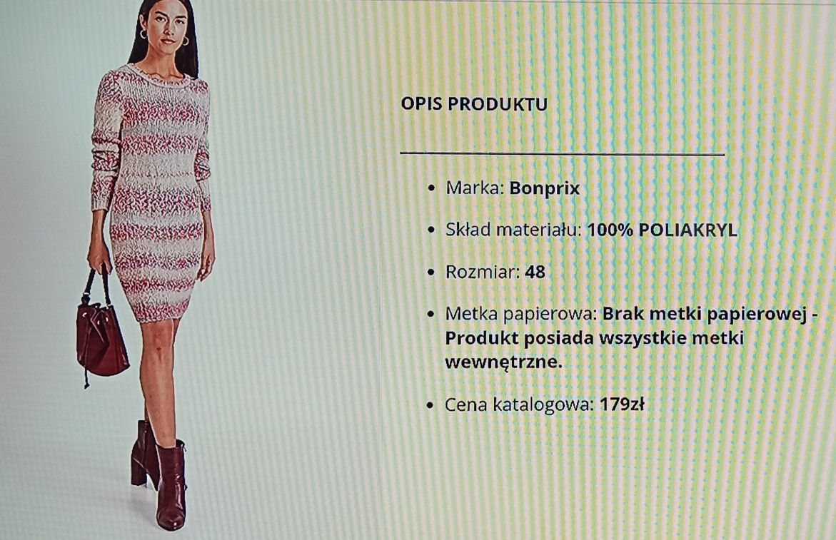 NOWA sukienka dzianinowa r. 48/50 BODYFLIRT boutique