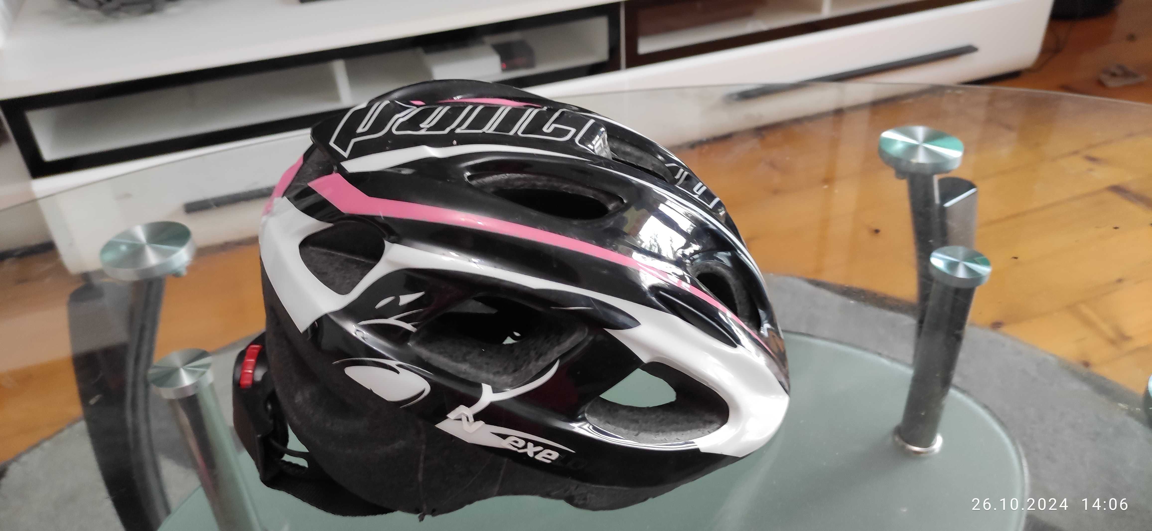 Kask rowerowy Damski Czarno -Różowy