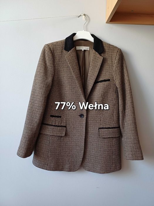 Gerard Darel wełniany żakiet pepitka rozmiar M