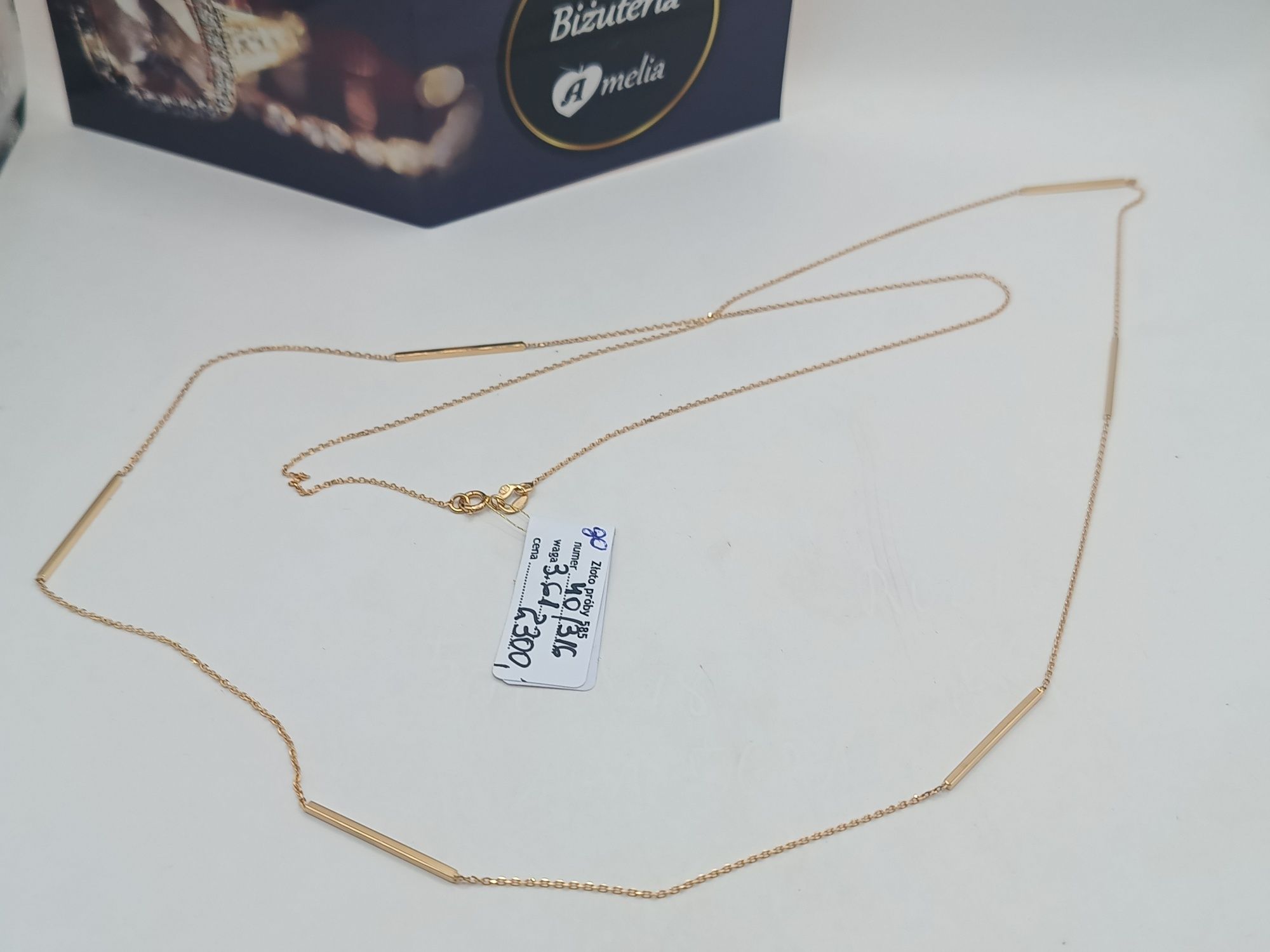 Piękny długi złoty oryginalny naszyjnik 80 cm żółte złoto pr 585 14 ka