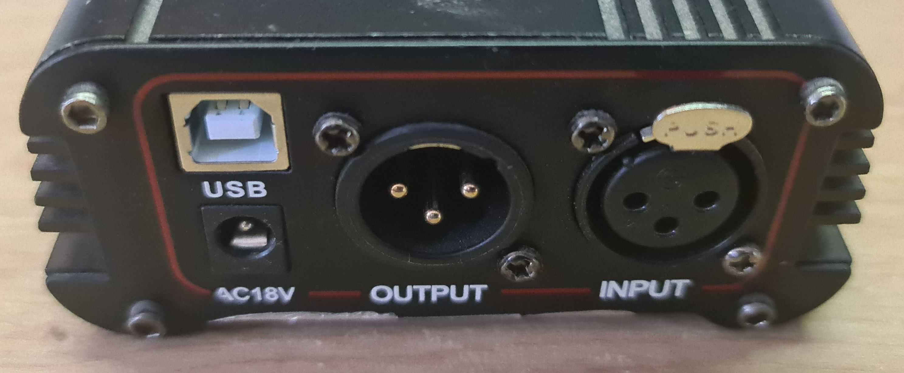 Zasilacz Phantom 48V do mikrofonów z zasialaczem i kartą USB