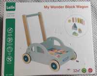 My Wonder Block Wagon Drewniany Pchacz dla dzieci z klockami Chodzik