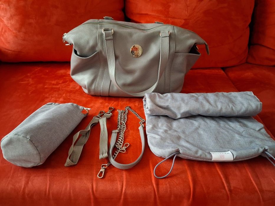 Torba skórzana MyLily Ida Gray do wózka + akcesoria