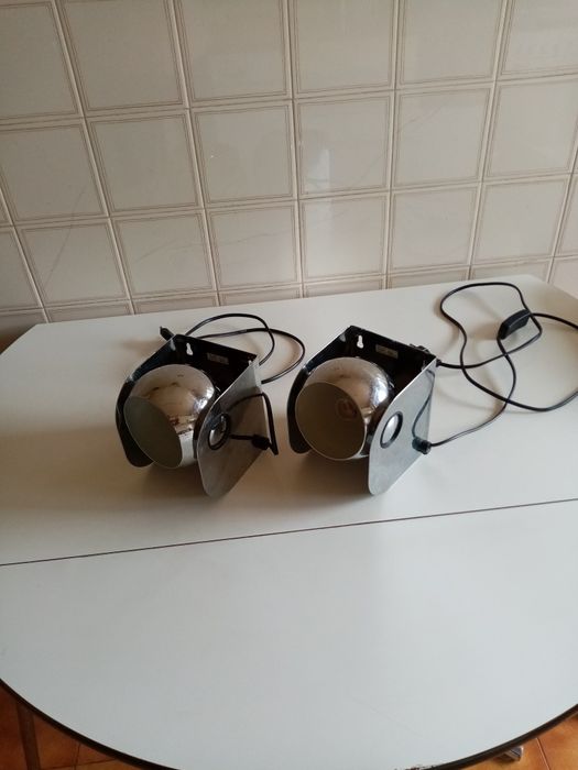 Par focos parede retro aço cromado