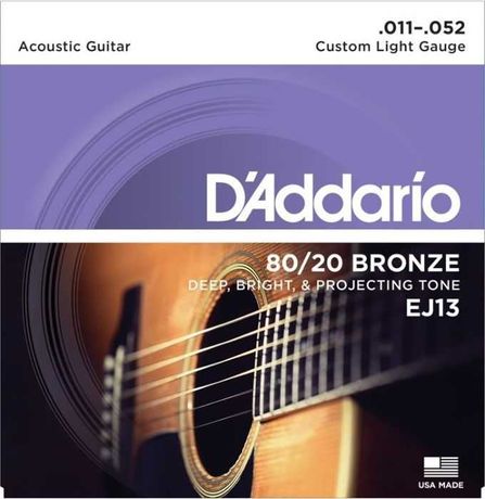 D'Addario EJ13 80/20 BRONZE struny do gitary akustycznej 11-52 OKAZJA