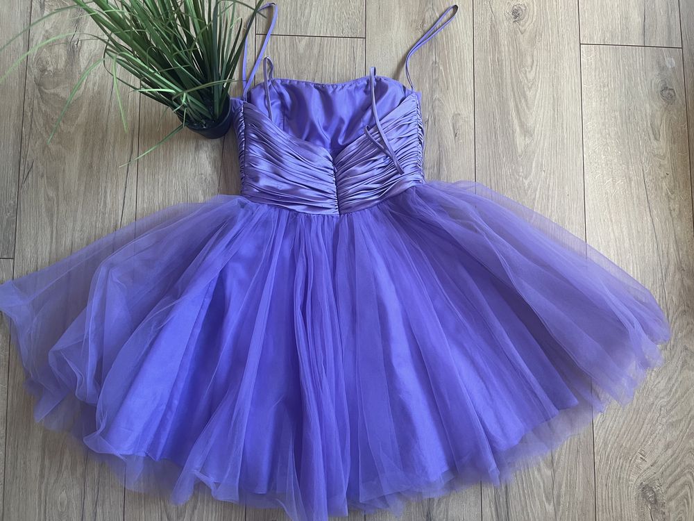 Sukienka rozłożysta tiulowa fioletowa 36