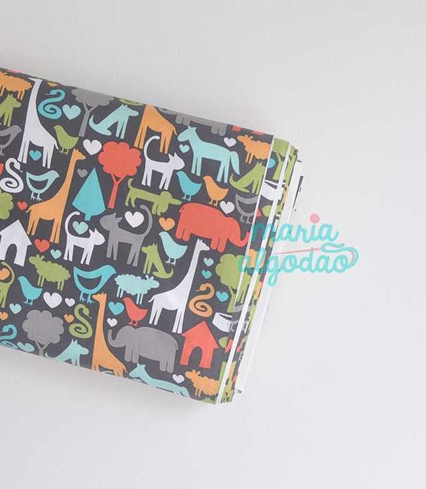 Oportunidade: Tecido 100% algodão a 6€/m - Animal World Charcoal