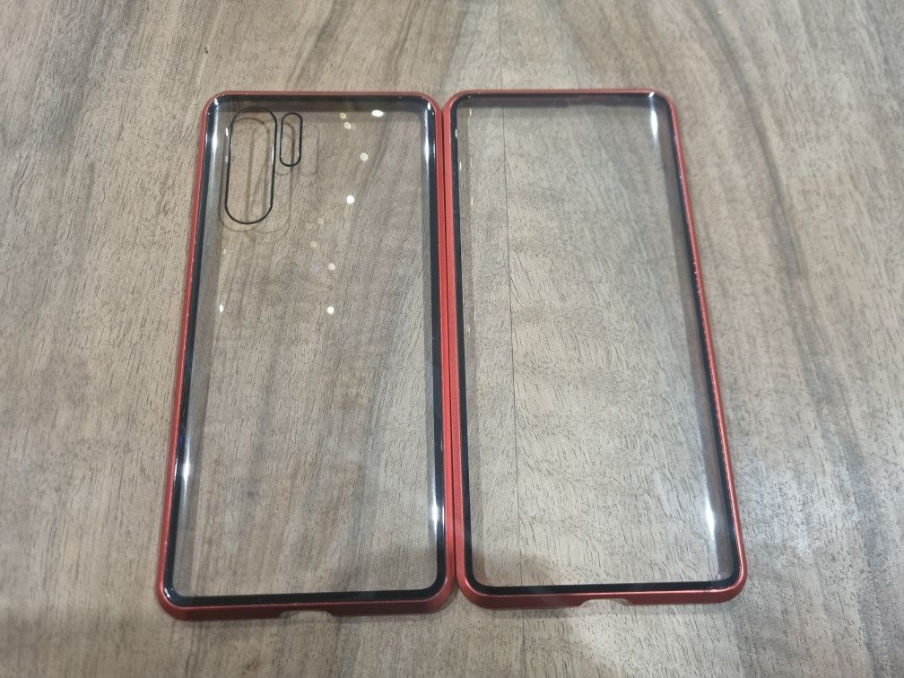 Etui case magnetyczne metalowe dwustronne 3D Huawei P30 Pro czerwony