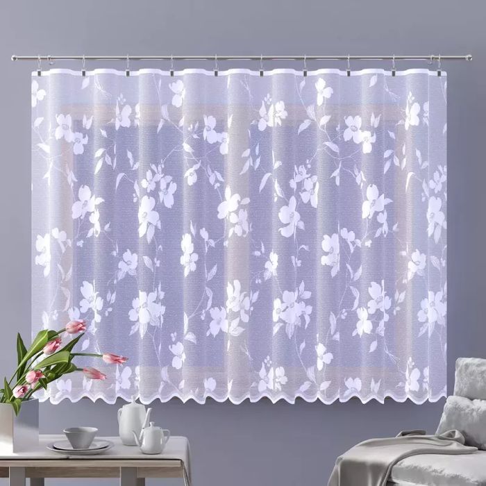 Firanka żakardowa metrażowa wys. 130 cm Hyperia A053 biała - 130 cm