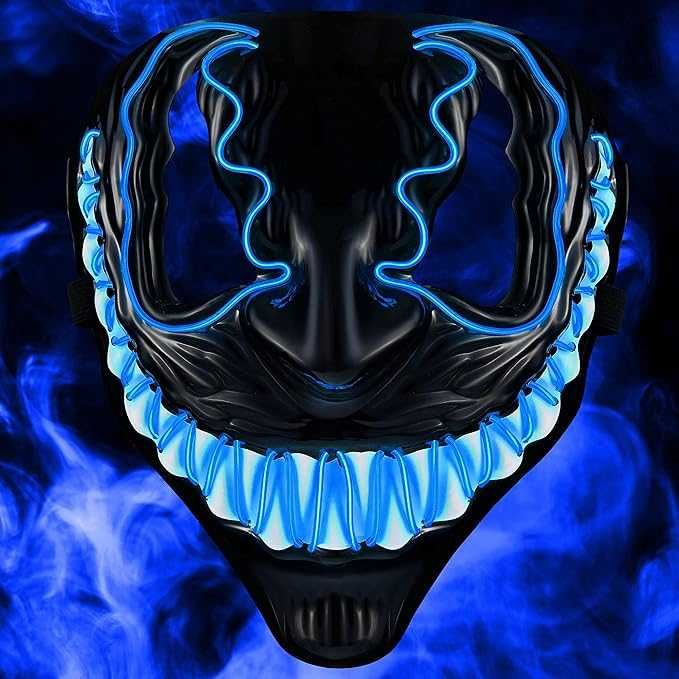 Maska LED Venom dla DJ-a Techno Halloween Cosplay Karnawał Neonowa