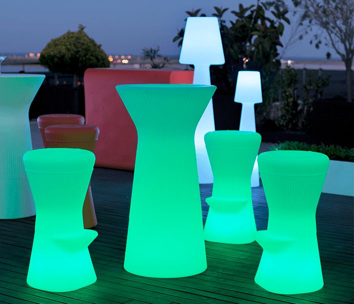 Mesas com luz em plastico